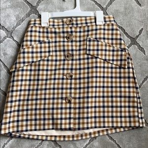 Plaid button up skirt